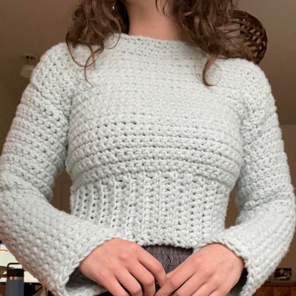 Handmade crochet fleece sweater!!